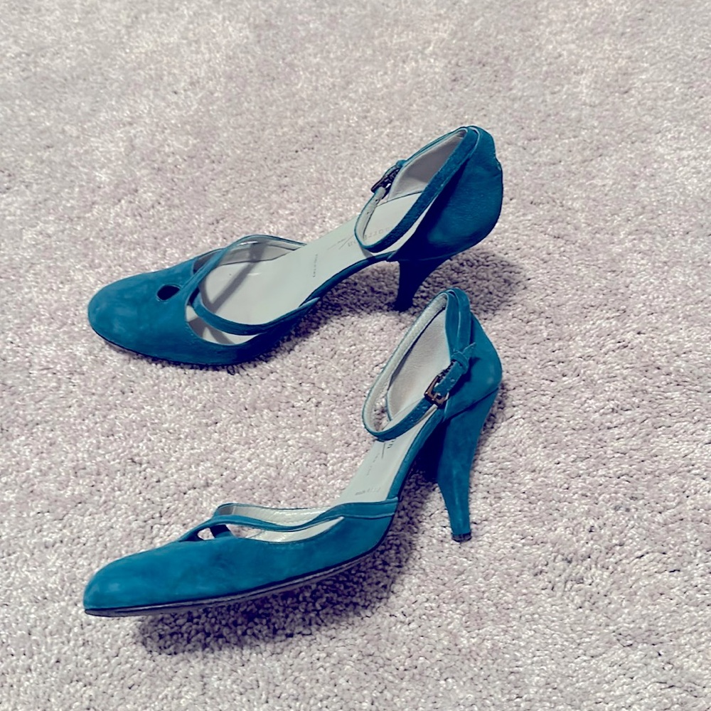 Sigerson Morrison- Made in Italy - Teal Suede Heels - 7.5